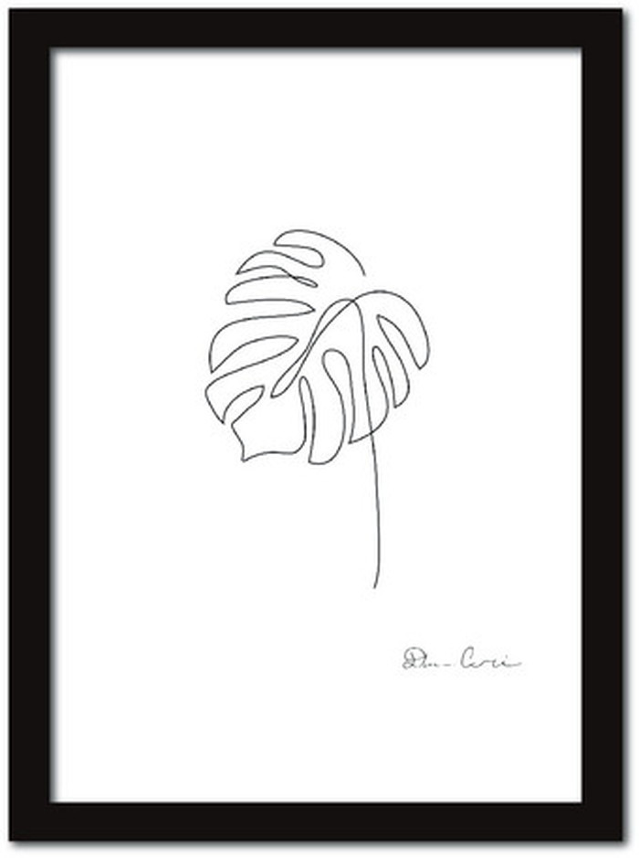 ラインアート Monstera2 ST-1002BK-A4 フレームカラー ブラック サイズ A4 kar-7416878S1 1枚目の画像