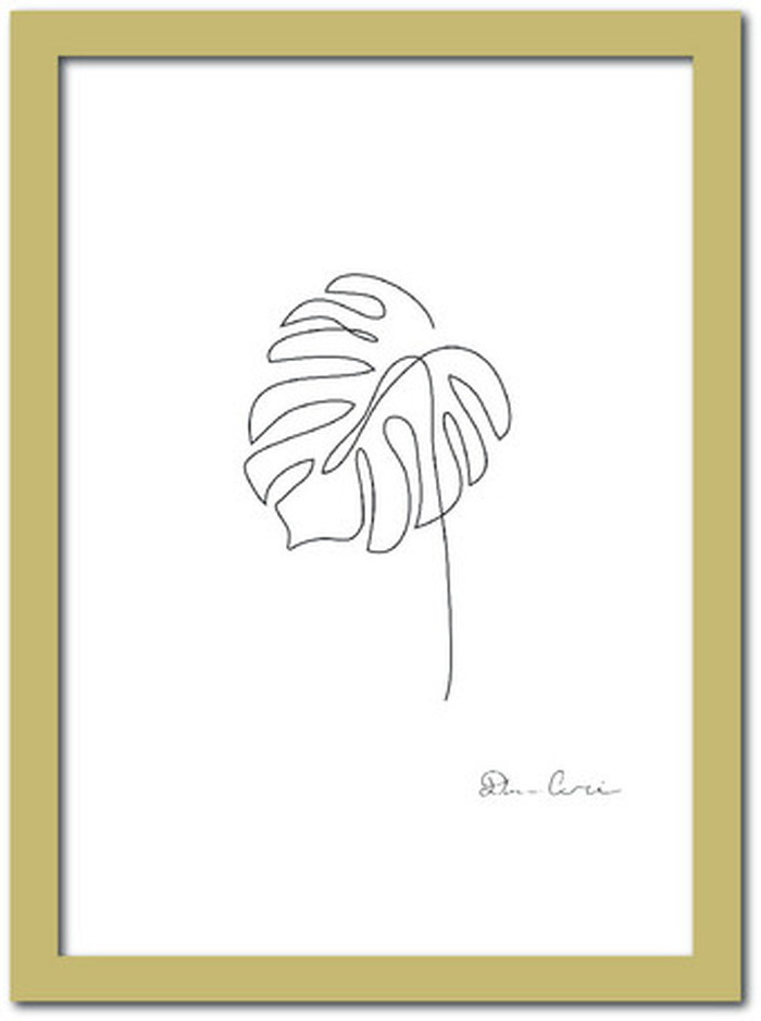 ラインアート Monstera2 ST-1002NA-A4 フレームカラー ナチュラル サイズ A4 kar-7416878S4 1枚目の画像