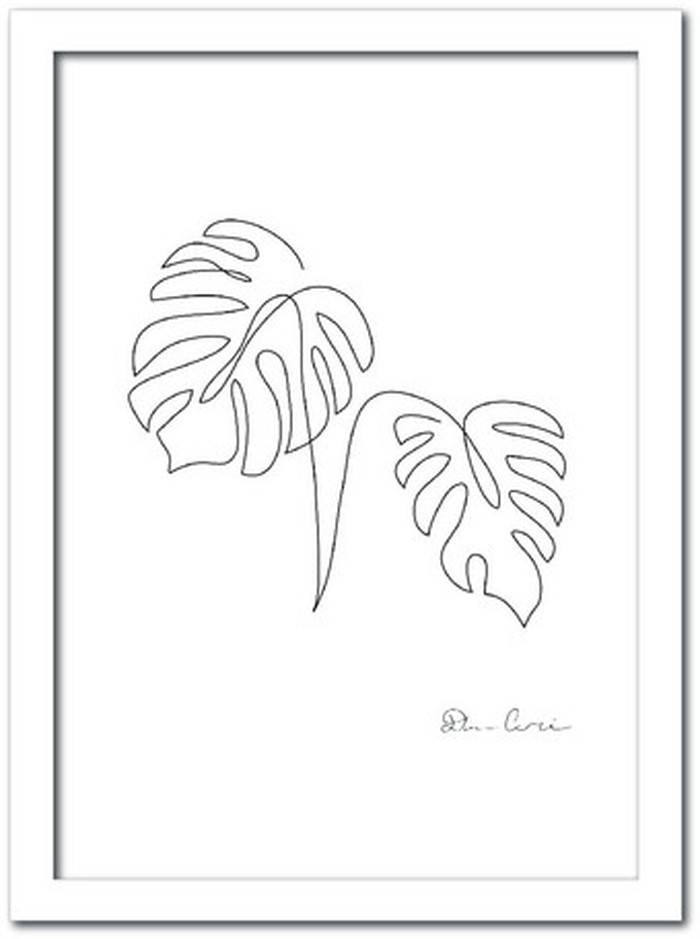 ラインアート Monstera3 ST-1003WH-A4 フレームカラー ホワイト サイズ A4 kar-7416879S2 1枚目の画像