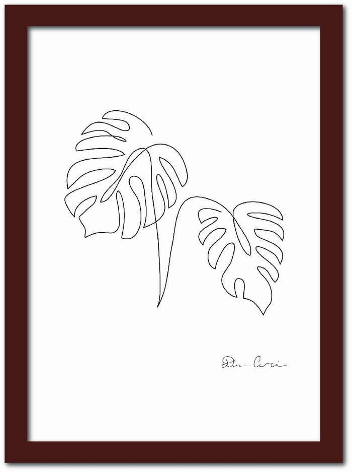 ラインアート Monstera3 ST-1003BR-A4 フレームカラー ブラウン サイズ A4 kar-7416879S3 1枚目の画像