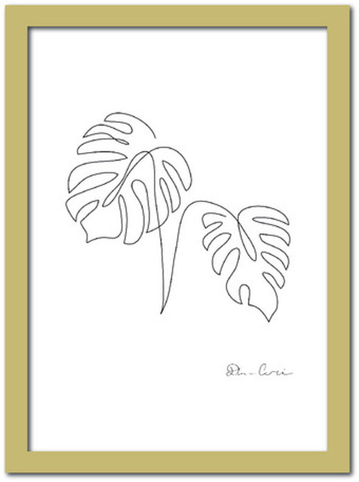 ラインアート Monstera3 ST-1003NA-A4 フレームカラー ナチュラル サイズ A4 kar-7416879S4 1枚目の画像