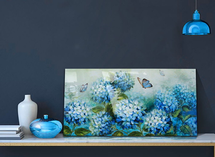 ȯ٥С˥å   BURNISH  WALL ART BLUE FLOWER BUTTERFLY BWA-020 kar-7859643s1 3ܤβ 