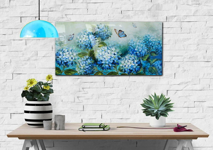 ȯ٥С˥å   BURNISH  WALL ART BLUE FLOWER BUTTERFLY BWA-020 kar-7859643s1 4ܤβ 