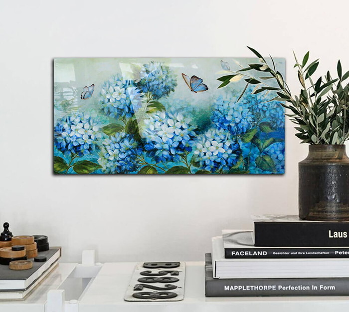 ȯ٥С˥å   BURNISH  WALL ART BLUE FLOWER BUTTERFLY BWA-020 kar-7859643s1 5ܤβ 