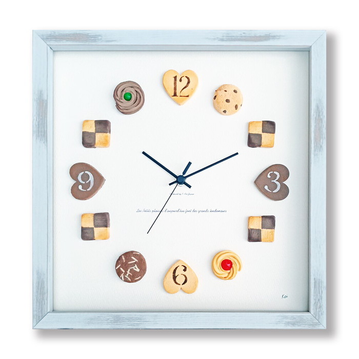 『当社発送』かわいいビスケットの掛時計 Horloge du biscuits  KK-2001 フレームカラー：アンティークホワイト 保証付 kar-9201569s1 1枚目の画像 