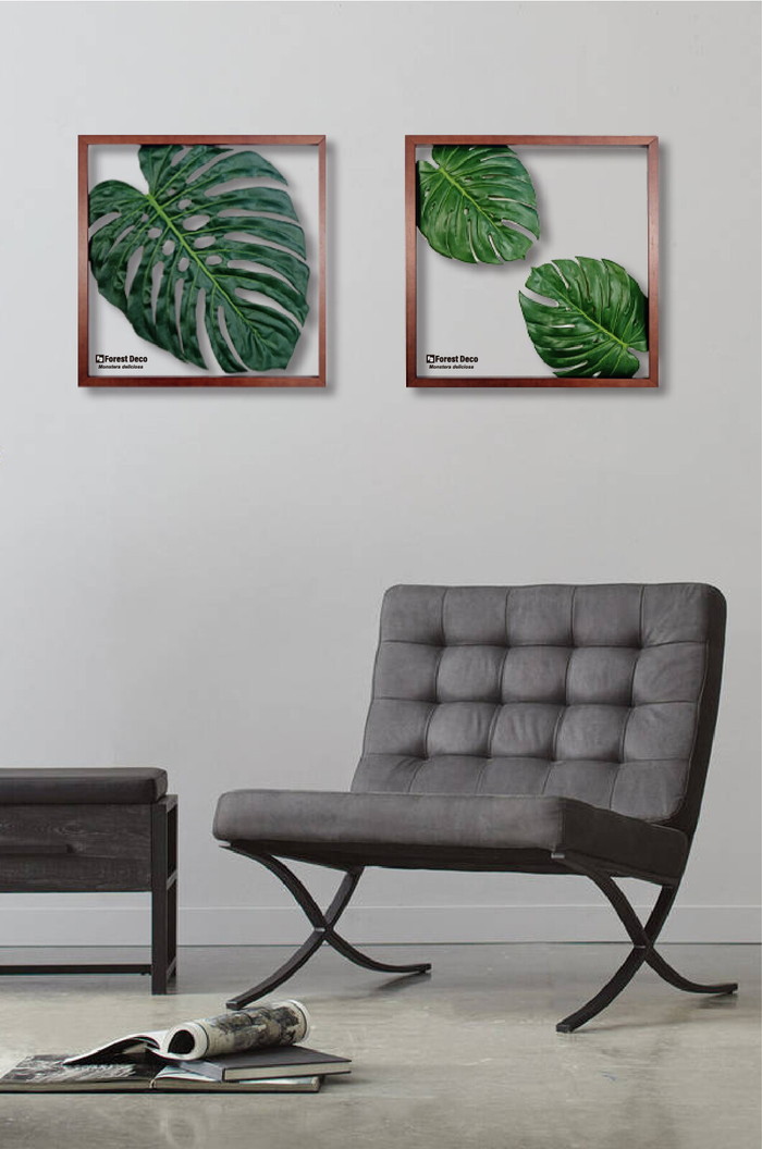 インテリアグリーンアート ForestDecoL Monstera Deliciosa3 LP-1003 フレームカラー ブラウン kar-9326784s1 4枚目の画像