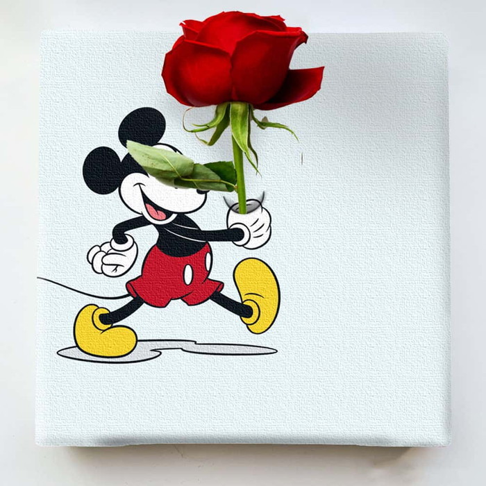 『130』ミッキーマウス IKEBANA 20×20×2.7cm 一輪挿し アートパネル ディズニー IKE-DSNY-2212-001  ラッピング付き lib-ike-dsny-2212-001 1枚目の画像 