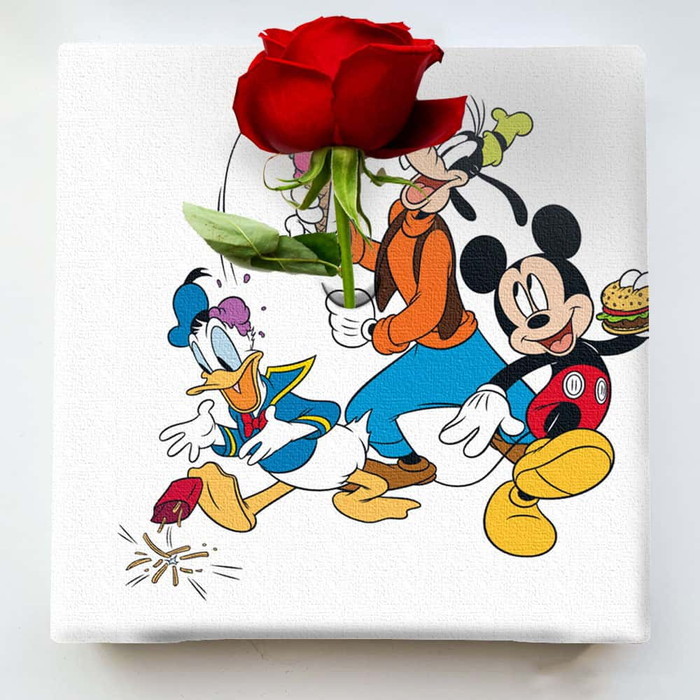 『130』ミッキーマウス IKEBANA 20×20×2.7cm 一輪挿し アートパネル ディズニー ドナルドダック IKE-DSNY-2212-011 ラッピング付き lib-ike-dsny-2212-011 1枚目の画像 