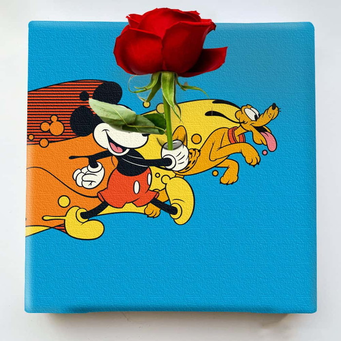 『130』ミッキーマウス IKEBANA 20×20×2.7cm 一輪挿し アートパネル ディズニー IKE-DSNY-2212-012 ラッピング付き lib-ike-dsny-2212-012 1枚目の画像 