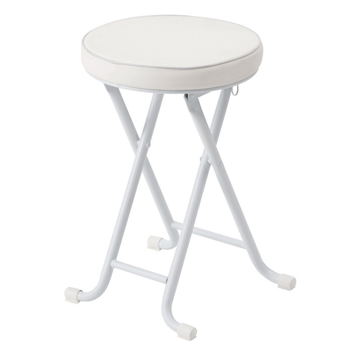 [サイズ]■商品サイズ(約)幅320×奥行300×高さ480mm■商品重量(約)1.5kg[素材]素材：座面/ウレタンフォーム、脚/スチール表面加工：座面/PVC貼り、脚/粉体塗装[カラー]ホワイト、