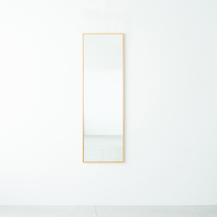 細枠 ウォールミラー 46×122 天然木 北欧風 日本製 鏡 全身鏡 姿見