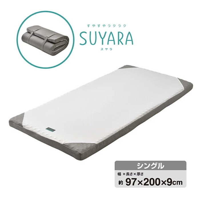 [サイズ]商品サイズ：97×200×9cm[素材]側生地：ポリエステル100％(表生地：吸水速乾)中材：ウレタンフォーム(プロファイル加工) 155ニュートン[生産地]中国[カラー]グレー ゴールド[